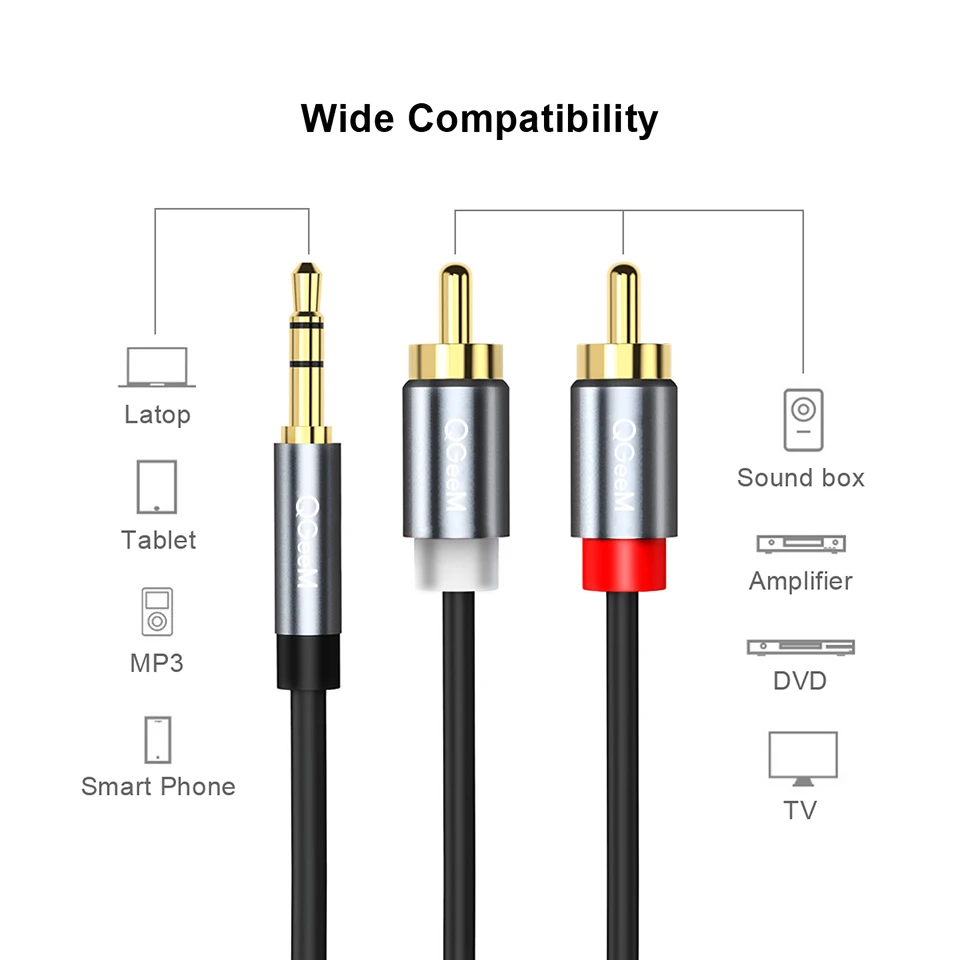 QGeeM RCA 케이블 2RCA-3.5 오디오 케이블 - Home Cinema Tv 리뷰 및 가격